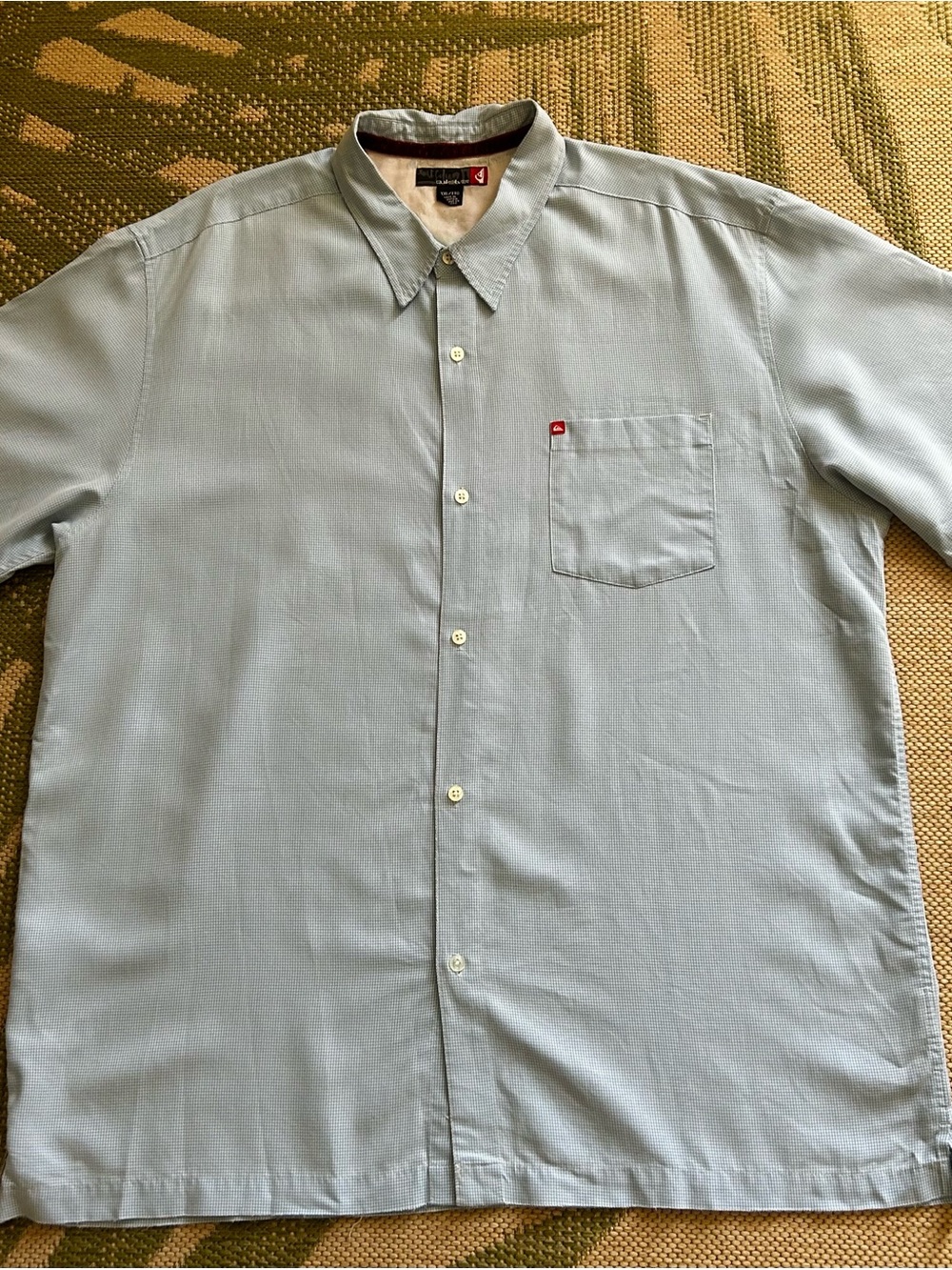 Quiksilver Men's Light Blue mini checked print Short-Sleeve Button-Down Shirt